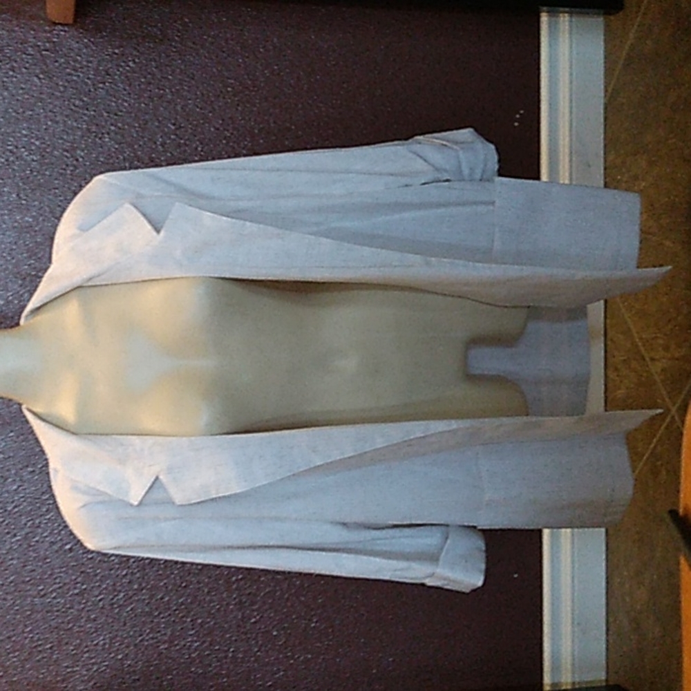 Vintage Oversized Cream Linen Open Front Blazer